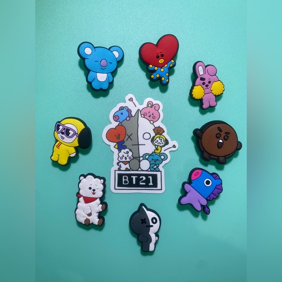 New set of 8 BT21 Jibbitz- BTS Shoe Charms for CROCS- OS- NWOT - Picture 3 of 4